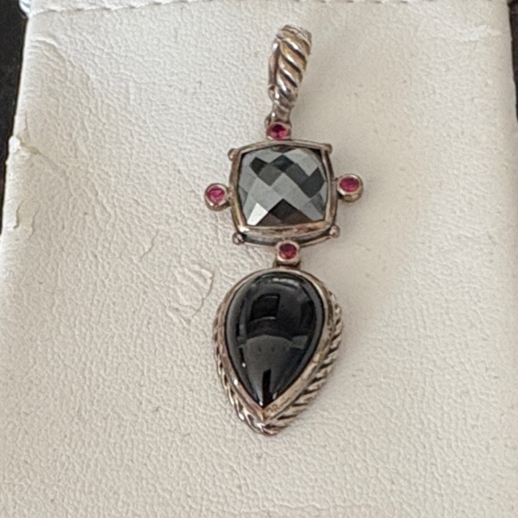 David Yurman Black Onyx and Silver Silver Pendant Enhancer - Picture 1 of 4